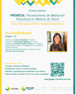 Lee más sobre el artículo Charla abierta: 📄 PROMESA: Procedimiento de Mediación Prejudicial en Materia de Salud⚖️